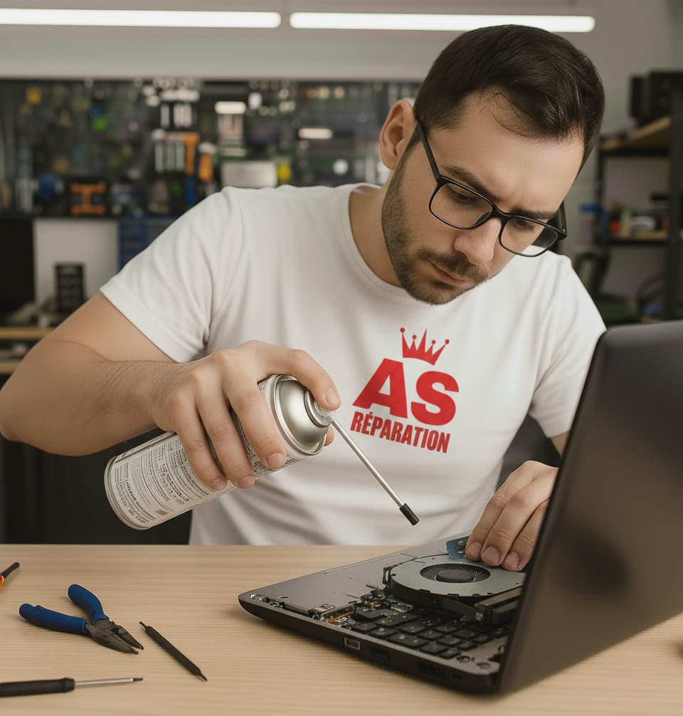 Nettoyage ventilation PC - AS REPARATION Paris - Réparation professionnelle avant après