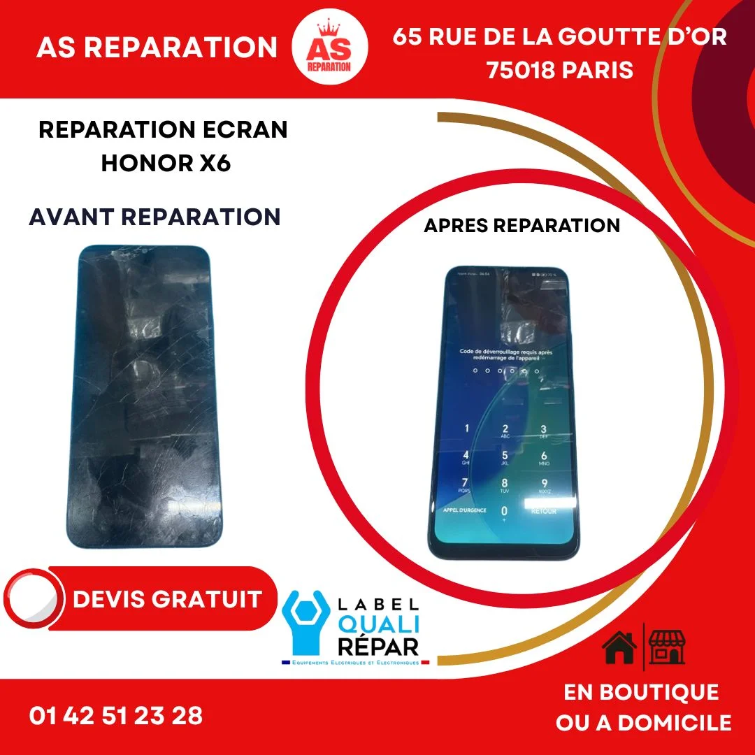 Réparation téléphone HONOR 6X - Avant et après comparaison Val-d'Oise