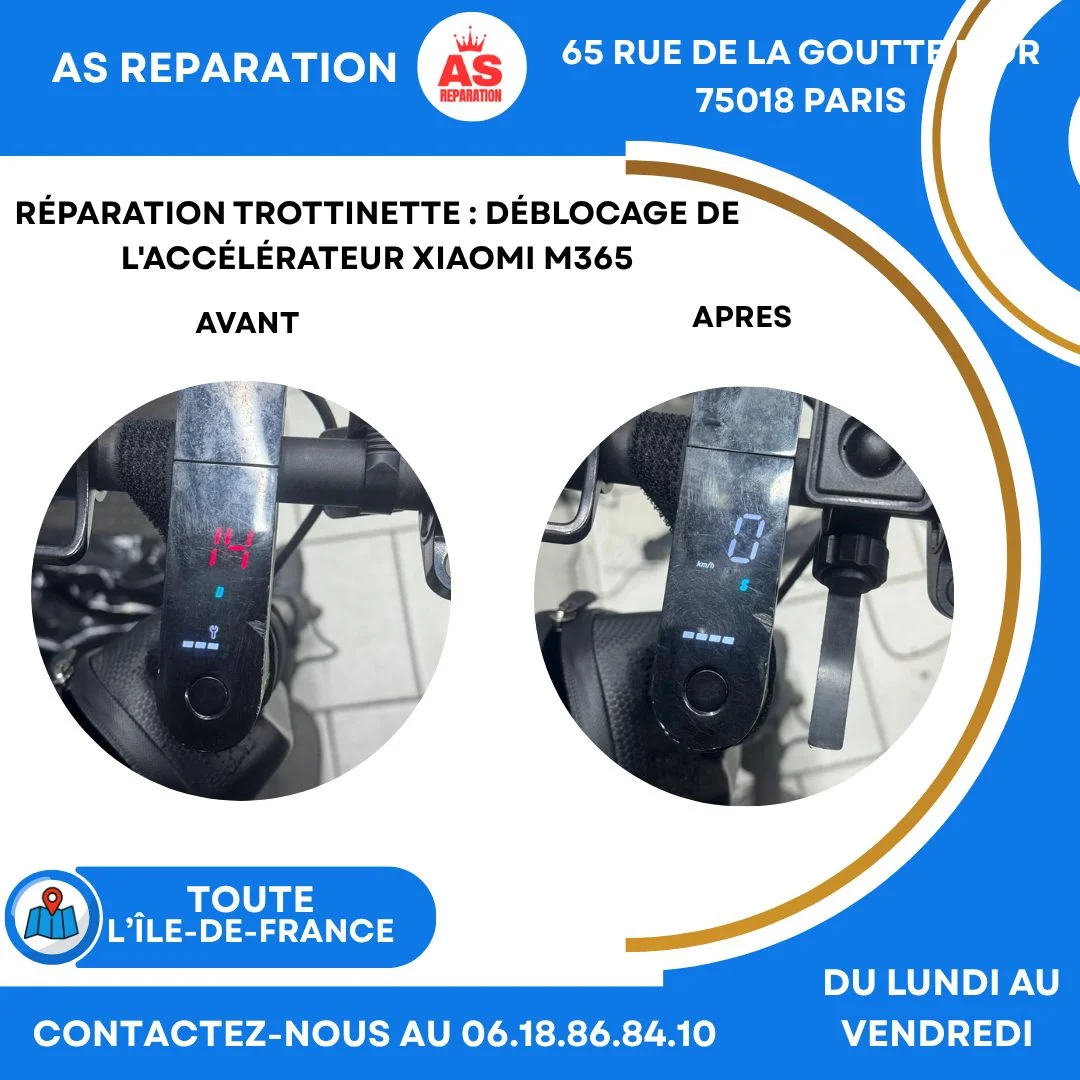 Réparation trottinette XIAOMI M365 - Avant et après comparaison